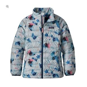 Patagonia girls' Blue Floral Jacket “down sweater” size XXL